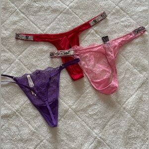 Victoria's Secret Intimate Collection - Rhinestone & lace thongs lot of 3, NWT!!